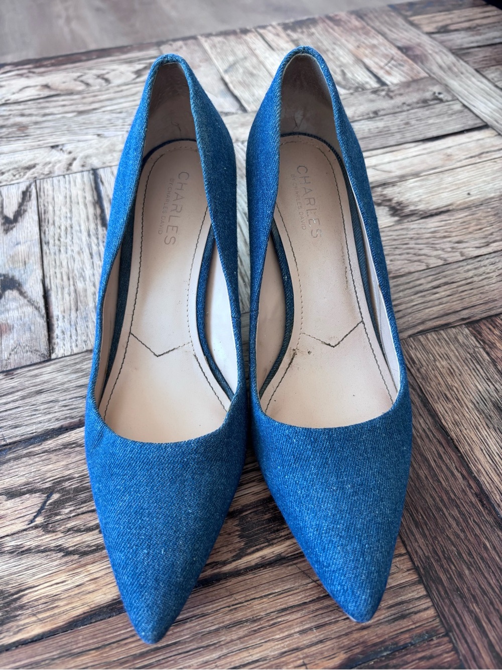 Charles By Charles David Denim Pointed-Toe Pumps in Blue 8.5